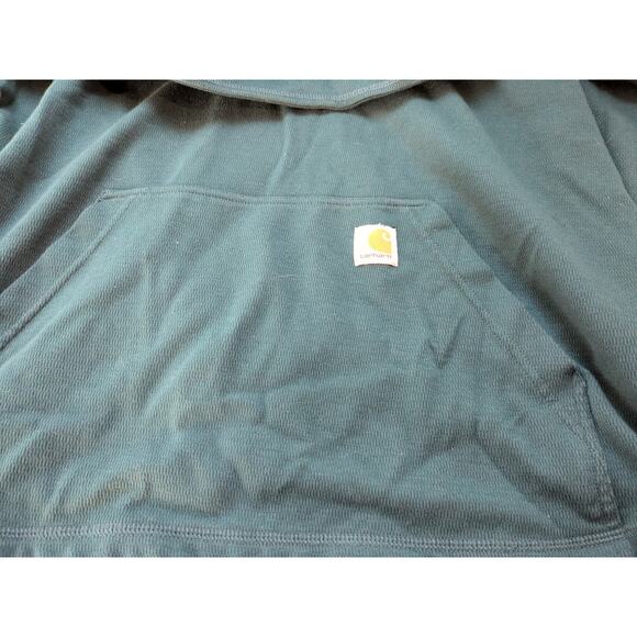 Carhartt 1/4 Zip Relaxed Fit Pullover Kangaroo Pocket Sweater Teal Blue Green XL - Picture 5 of 8